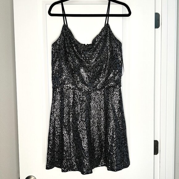 H By HALSTON | Women's Sequin Mini Party Dress | Black | Size: 8 - Picture 1 of 9
